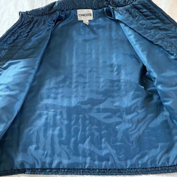 Chico's Women Turquoise Blue Lightweight Quilted Jacket Coat Size 3 (XL) - Picture 9 of 14
